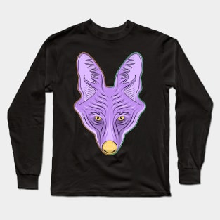purple maned wolf face Long Sleeve T-Shirt